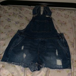 Denim blue jean overalls shorts